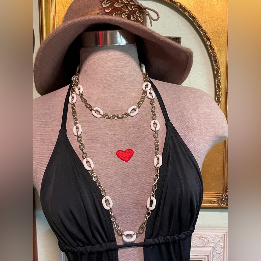 Vintage Gold-Tone/White Necklace